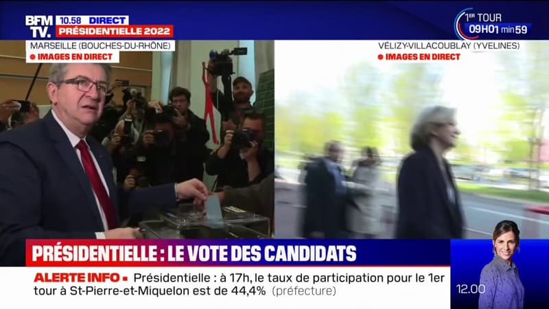 Présidentielle: Jean-Luc Mélenchon vote à Marseille