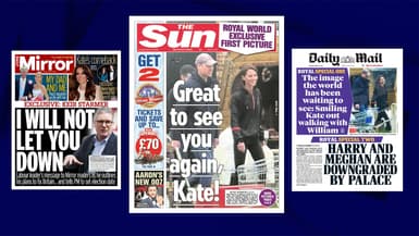 Les unes du Daily Mirror, de The Sun et du Daily Mail, le 19 mars 2024