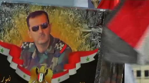Dans les rues de Damas, lundi: manifestation de partisans du président syrien.