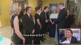 Patrick Cohen rencontrant le prince William et Kate Middleton à l'Elysée vendredi. 
