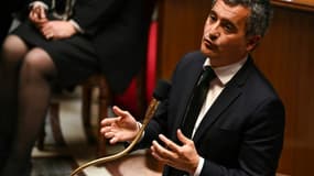 Le ministre de l'Intérieur Gérald Darmanin le 23 mai lors des questions au gouvernement au Sénat à Paris