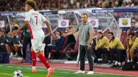 Hansi Flick lors du match Monaco-Barça (2-1, Ligue des champions), le 19 septembre 2024