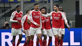 Les joueurs d'Arsenal lors de leur victoire sur le terrain de l'Inter Milan (1-3, Ligue des champions), le 20 janvier 2026