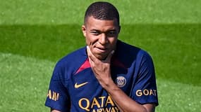 Kylian Mbappé lors d'un entraînement du PSG en juillet 2023