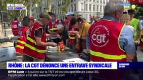 Une manifestation de la CGT du Rhône pour dénoncer des entraves à l'action syndicale