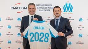 Rodolphe Saadé et Pablo Longoria, le 25 novembre 2025 à Marseille