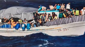 (Image d'illustration) - Bateau des gardes-côtes grecs ayant secouru des migrants en juin 2022