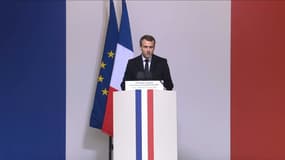 Emmanuel Macron lors de l'hommage funèbre à Arnaud Beltrame