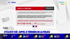 Cycliste tué : un appel à témoins de la police