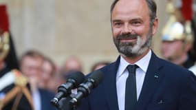 Edouard Philippe lors de la passation à Matignon