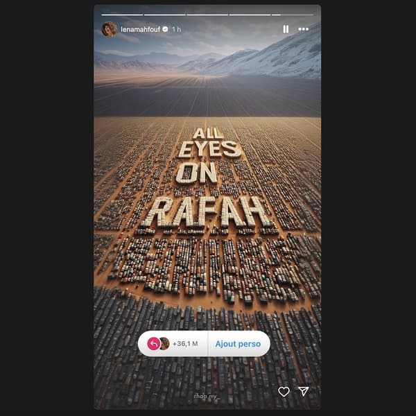 L'illustration baptisée "Tous les regards sont tournés vers Rafah"largement relayé sur Instagram