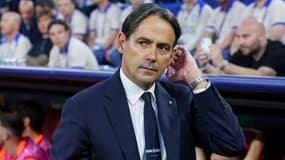 L'entraîneur italien Simone Inzaghi pendant la finale PSG-Inter Milan en Ligue des champions, le 31 mai 2025