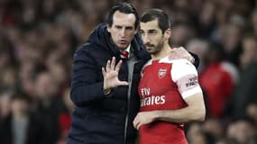 Unai Emery et Henrik Mkhitaryan, à l'Emirates Stadium le 1er avril 2019