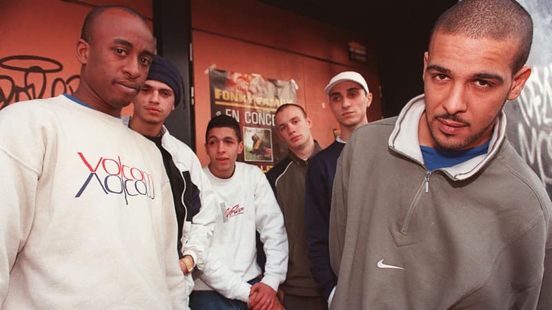 Les membres du groupe de rap La Fonky Family à Marseille, en 1998 