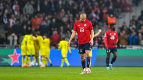 Burak Yilmaz avec le Losc face à Chelsea, à Lille le 16 mars 2022