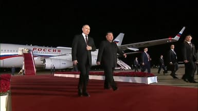 Vladimir Poutine et Kim Jong-un à Pyongyang, ce mercredi 19 juin 2024.