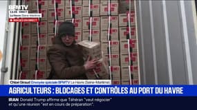 Des agriculteurs contrôlent la provenance du contenu de camions au port du Havre
