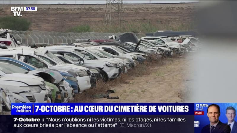 Au coeur d'un cimetière de voitures des victimes du 7-octobre, où plus de 1.200 carcasses de ferraille sont exposées à Tkuma, en Israël