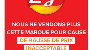 Une affiche de Carrefour expliquant le déréférencement de Lay's.