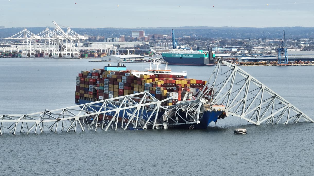 Le navire Dali a fait s'effondrer le pont de Baltimore (États-Unis), le 26 mars 2024.