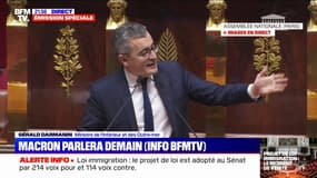 Loi Immigration: "Ce texte sera voté sans les voix du Rassemblement national" déclare Gérald Darmanin à la tribune de l'Assemblée nationale
