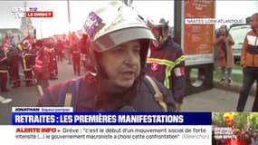 Retraites: les pompiers en tête de cortège à Nantes
