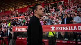 Xavi lors du match Gérone-Barça (4-2, Liga), le 4 mai 2024