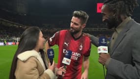 Olivier Giroud au micro de RMC Sport, à San Siro le 7 novembre 2023