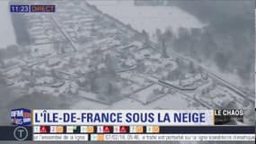 Vue du ciel, l’Île-de-France sous la neige