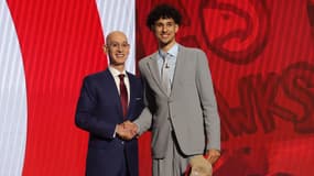 Zaccharie Risacher choisi en première position de la draft NBA par les Atlanta Hawks, le 26/06/2024