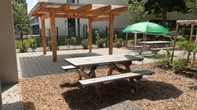 Une cour d'école de Strasbourg ouverte au public pendant l'été pour offrir aux habitants un îlot de fraîcheur pendant la canicule.
