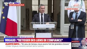 Passation au ministère de la Justice: "Il était de mon devoir d'accepter cette mission si exigeante et si difficile", assure Gérald Darmanin