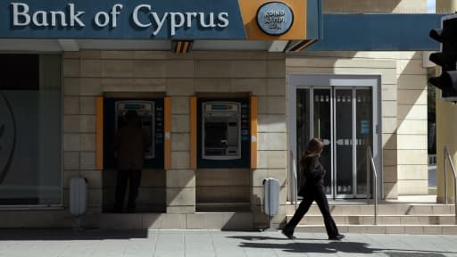 La façade d'une agence de la Bank of Cyprus à Nicosie