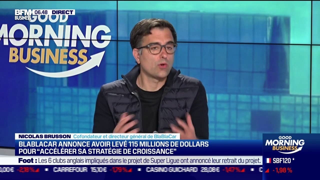 Nicolas Brusson (BlaBlaCar) sur BFM Business annonce une levée de fonds ...