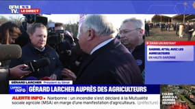 Gérard Larcher s'est rendu sur le péage de Saint-Arnoult pour échanger avec des agriculteurs