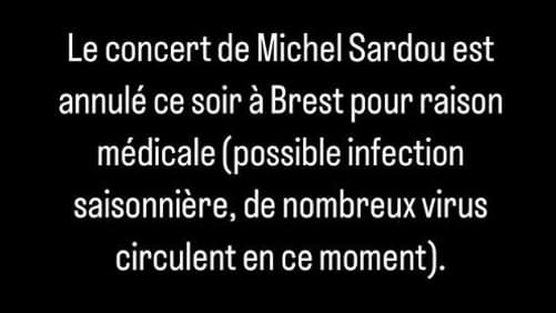 Le communiqué des producteurs de la tournée de Michel Sardou