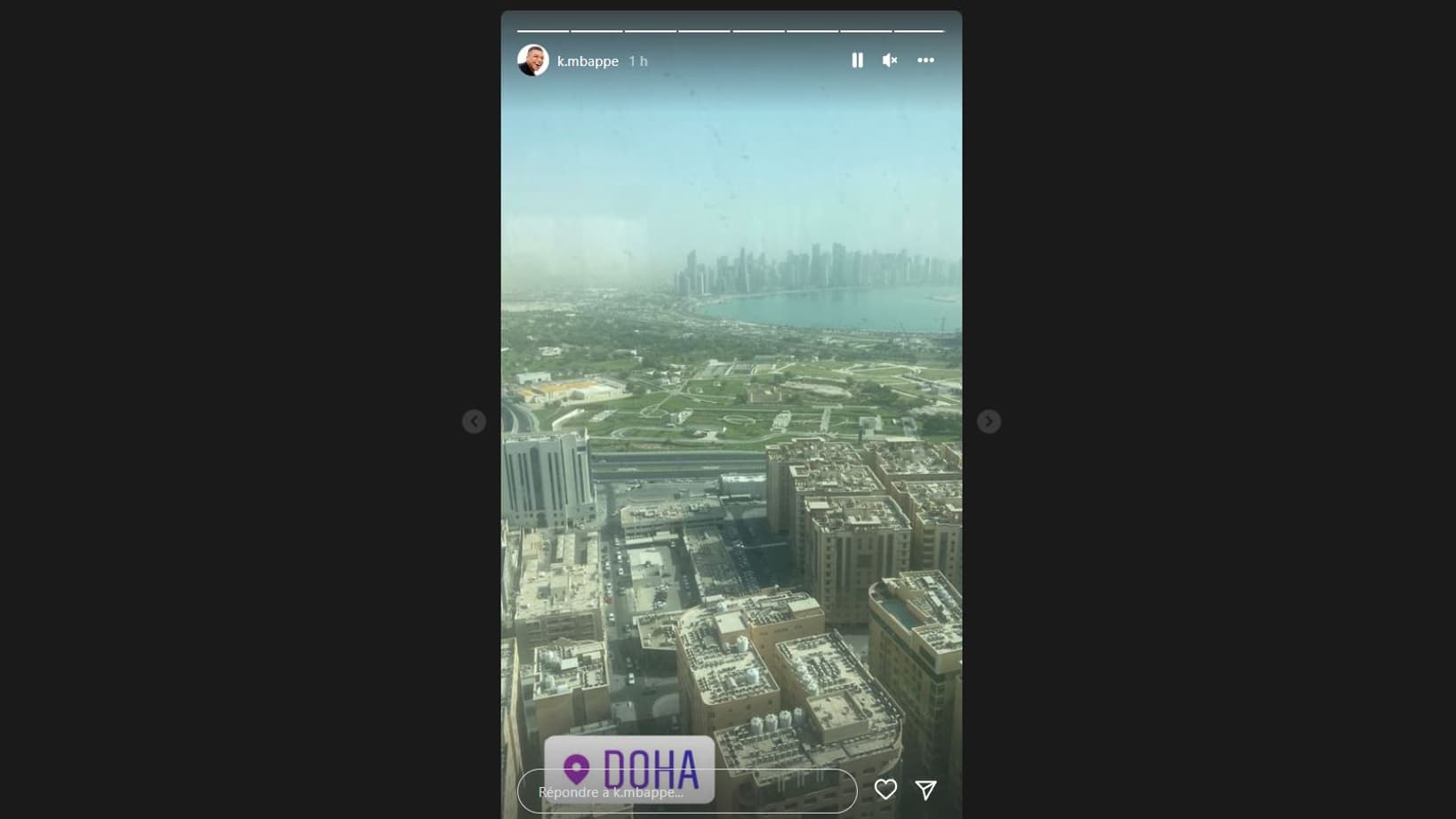 Le story Instagram de Kylian Mbappé avant son atterrissage au Qatar