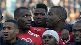 Paul Pogba le 29 décembre 2019 avec ses frères Florentin Pogba et Mathias à Tours, France