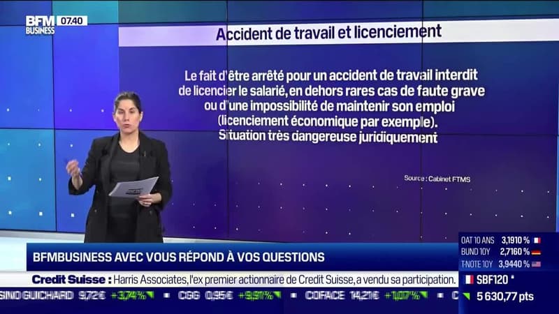 BFM Business avec vous : Accident de travail et licenciement - 06/03