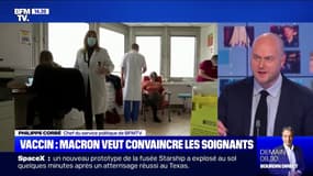 Covid-19: Emmanuel Macron veut convaincre les soignants de se faire vacciner