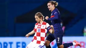 Luka Modric et Antoine Griezmann, à Zagreb le 14 octobre 2020