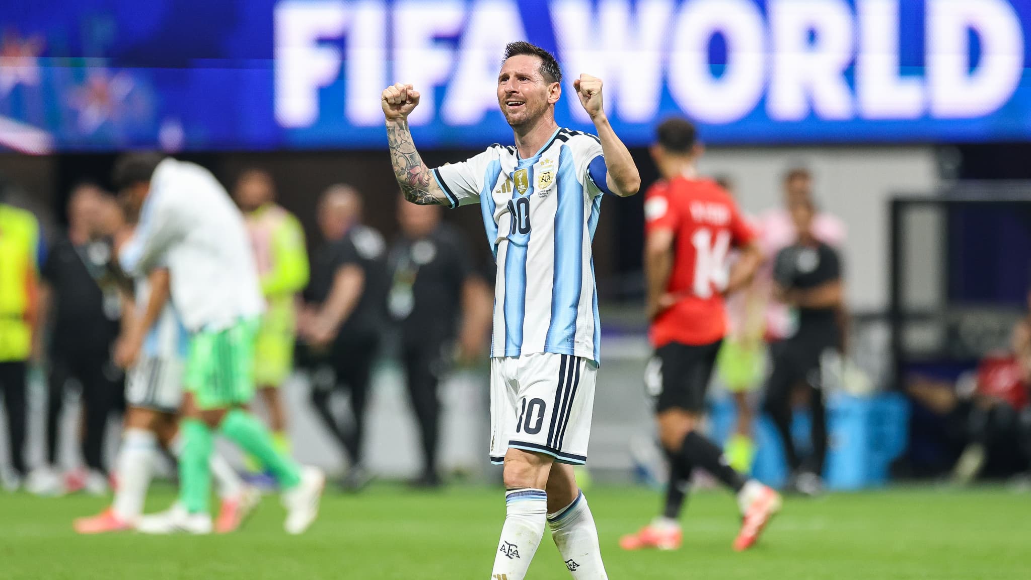 Lionel Messi lors du match Argentine-Egypte (3-2, Coupe du monde), le 7 juillet 2026
