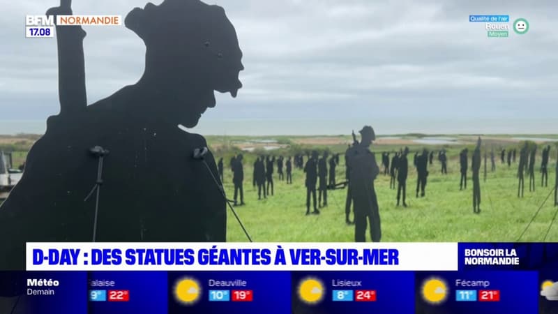 Ver-sur-Mer: des statues géantes sont installées à l'occasion du 80e D-Day