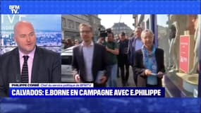 Calvados : Elisabeth Borne en campagne avec Edouard Philippe - 04/06