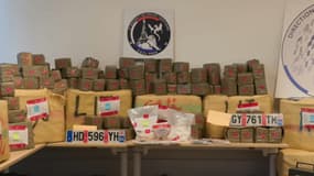 Le ministre de l'Intérieur, Laurent Nunez, accompagné du directeur de la police judiciaire, a annoncé une saisie record de deux tonnes de résine de cannabis