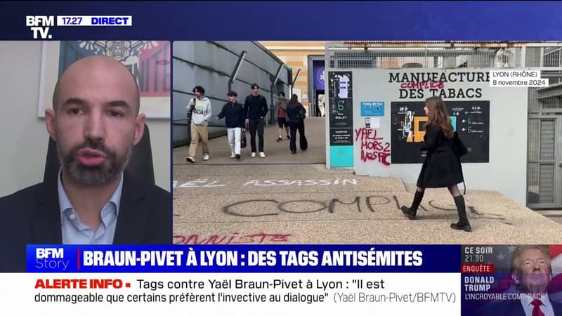 Tags contre la venue de Yaël Braun-Pivet à Lyon 3: 