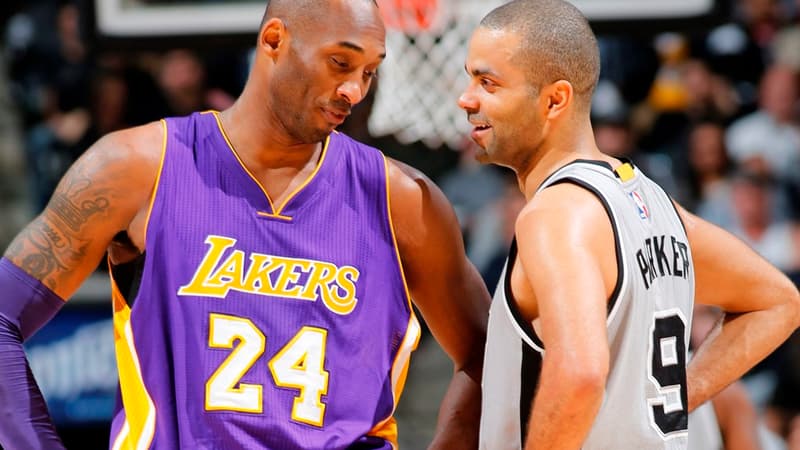 Kobe Bryant (à gauche) avec Tony Parker