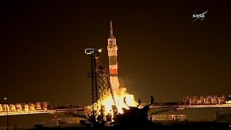 La fusée Soyouz qui a propulsé le Français Thomas Pesquet vers la Station spatiale internationale.