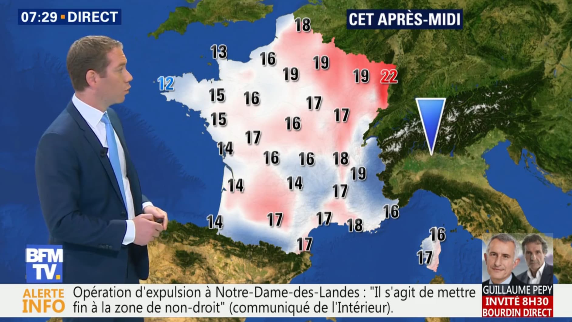 Températures cet après midi du lundi 9 avril. Températures cet après midi du lundi 9 avril.