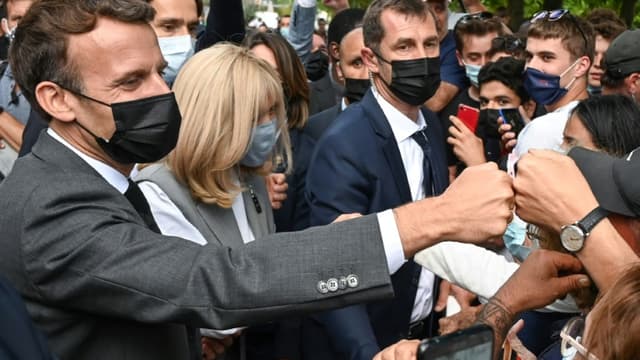 Emmanuel et Brigitte Macron le 8 juin 2021 à Valence (Drôme).